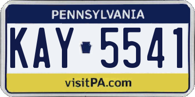 PA license plate KAY5541
