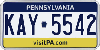 PA license plate KAY5542