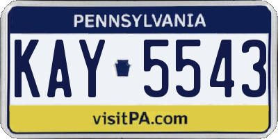 PA license plate KAY5543