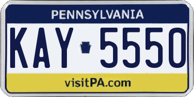 PA license plate KAY5550