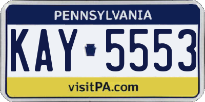PA license plate KAY5553