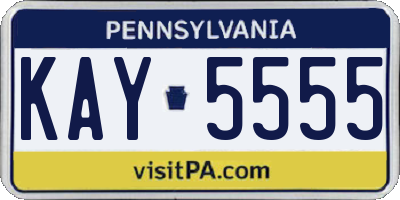 PA license plate KAY5555