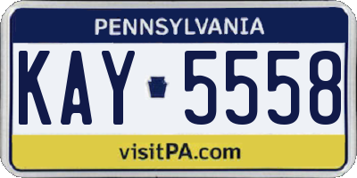 PA license plate KAY5558