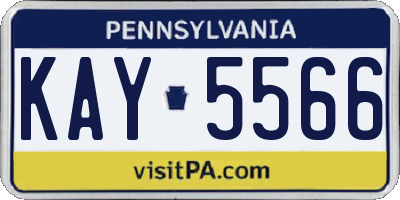 PA license plate KAY5566