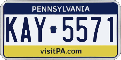 PA license plate KAY5571