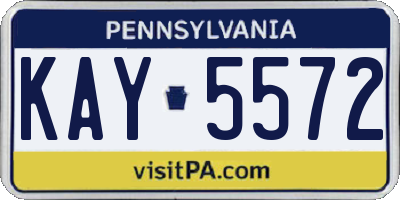 PA license plate KAY5572