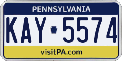 PA license plate KAY5574