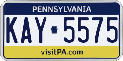 PA license plate KAY5575