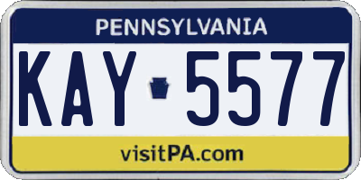PA license plate KAY5577