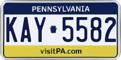 PA license plate KAY5582