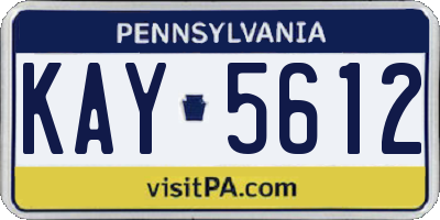 PA license plate KAY5612