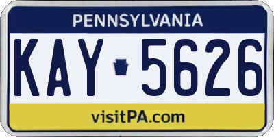 PA license plate KAY5626