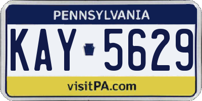 PA license plate KAY5629
