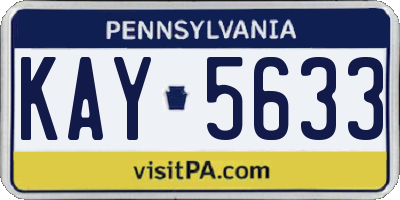 PA license plate KAY5633