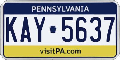PA license plate KAY5637