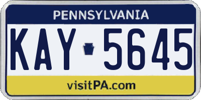 PA license plate KAY5645