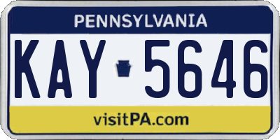PA license plate KAY5646