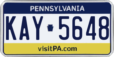PA license plate KAY5648
