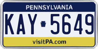 PA license plate KAY5649