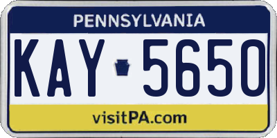 PA license plate KAY5650