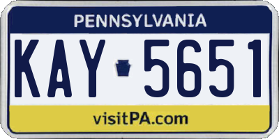 PA license plate KAY5651