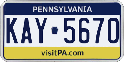 PA license plate KAY5670