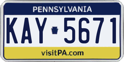 PA license plate KAY5671