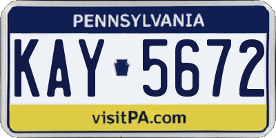 PA license plate KAY5672