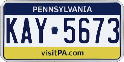 PA license plate KAY5673