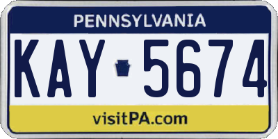 PA license plate KAY5674