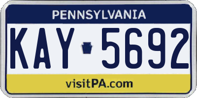 PA license plate KAY5692