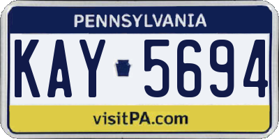 PA license plate KAY5694