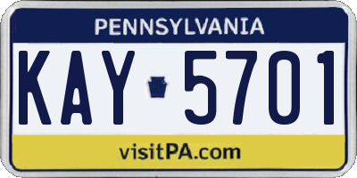 PA license plate KAY5701