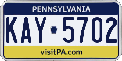 PA license plate KAY5702