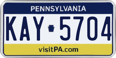 PA license plate KAY5704