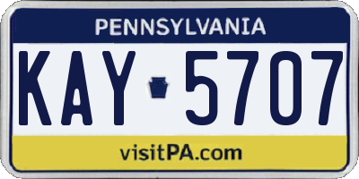 PA license plate KAY5707