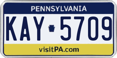 PA license plate KAY5709