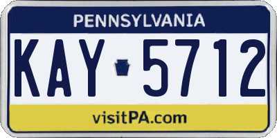 PA license plate KAY5712