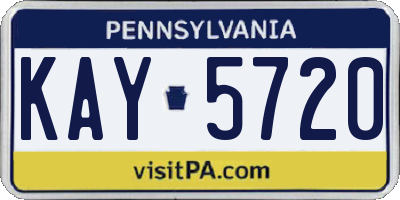 PA license plate KAY5720