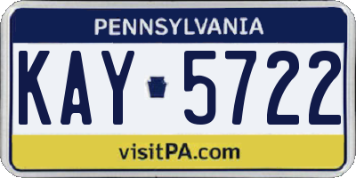 PA license plate KAY5722