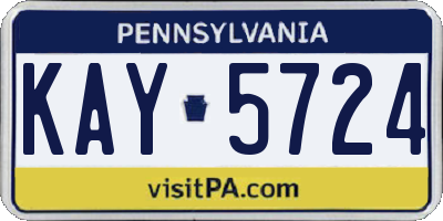 PA license plate KAY5724