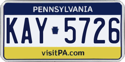 PA license plate KAY5726
