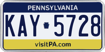 PA license plate KAY5728