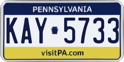 PA license plate KAY5733