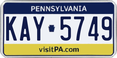 PA license plate KAY5749