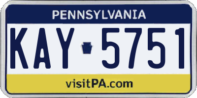 PA license plate KAY5751