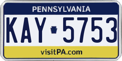 PA license plate KAY5753