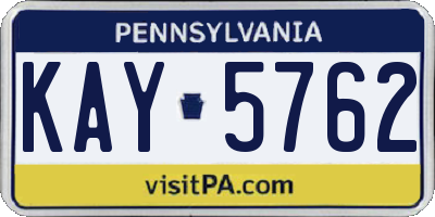 PA license plate KAY5762