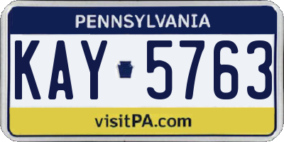 PA license plate KAY5763