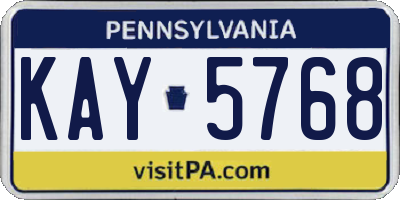 PA license plate KAY5768